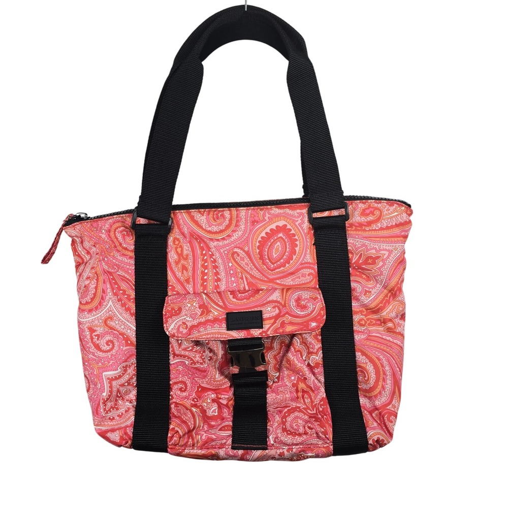 Lauren Ralph Lauren Orange Paisley Shoulder Handbag Diaper Bag Tote Beach Cruise